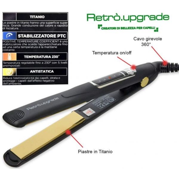 Piastra professionale antistatica in titanio RUP S92 TIT Retro'