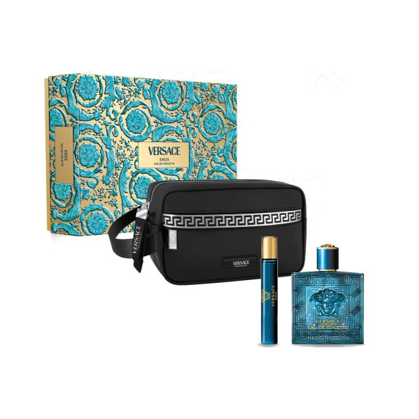 Set Versace Eros Uomo EDT 100ml + Travel Spray 10ml + Trousse Versace Nera