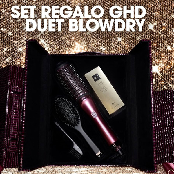 Set regalo festivo GHD Duet Blowdry con asciugacapelli e spazzola, colore Cherry Chic.